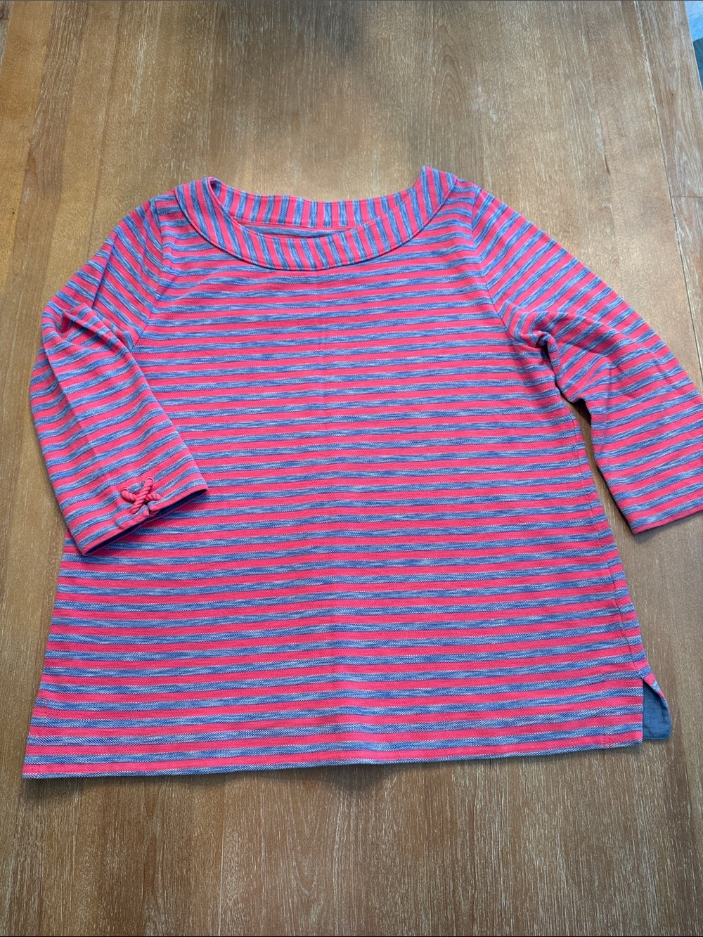 Pink and blue Striped 3/4 Sleeve Top